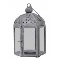 Hexagonal lantern with antique zinc color pattern