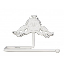 White toilet paper holder with elegant decor