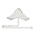 White toilet paper holder with elegant decor