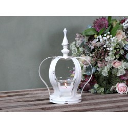 Antique white crown candle holder