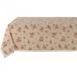 Desdemona floral tablecloth 150 x 240 cm with small lace flounce