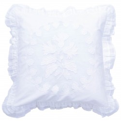 White linen and cotton cushion 45 x 45 cm from the Bleuet collection