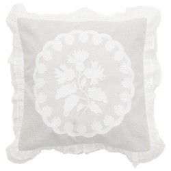 White linen and cotton cushion 45 x 45 cm from the Bleuet collection