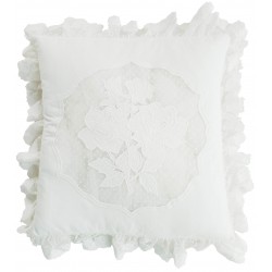 Coussin blanc 45 x 45 cm en coton de la collection Antic Rose