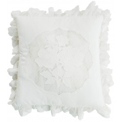 White linen and cotton cushion 45 x 45 cm from the Antic Rose collection