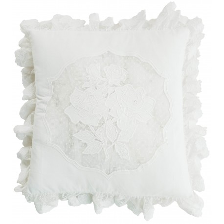 White linen and cotton cushion 45 x 45 cm from the Antic Rose collection