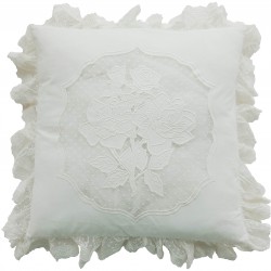White linen and cotton cushion 45 x 45 cm from the Antic Rose collection