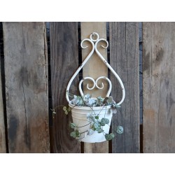 White flowerpot for wall wtih decor