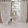 White Champleve voile curtain embroidered 150 x 300 cm with loop