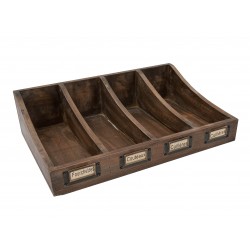 Range couverts en bois à 4 compartiments