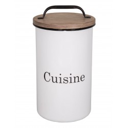 White enamel pot "Cuisine" with wooden lid