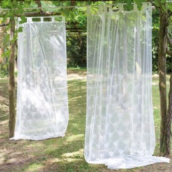 Rideau "Coraggio" blanc 150 x 290 cm à passants de 10 cm en polyester