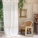 Rideau "Perdono Bianco" blanc brodé 140 x 290 cm à nouettes en coton