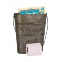 Zinc toilet paper holder with newspaper holder