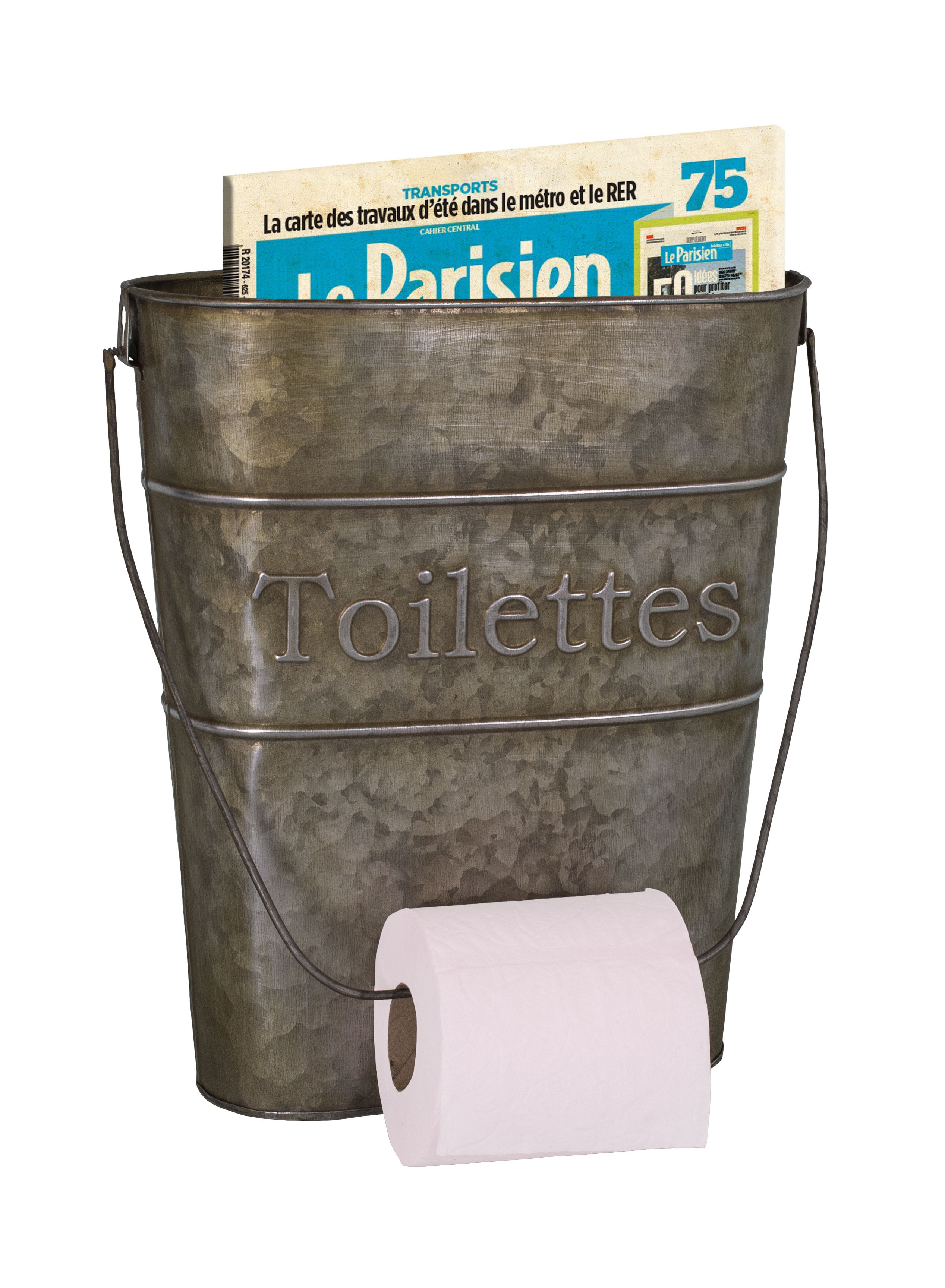 Support papier toilette en zinc avec porte journaux par Antic Line