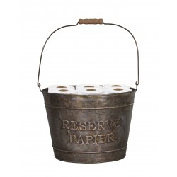 Bucket "Reserve Papier" in zinc for toilet paper