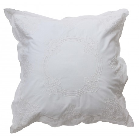 White linen and cotton cushion 45 x 45 cm from the Louise collection