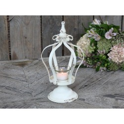 Antique white crown candle holder