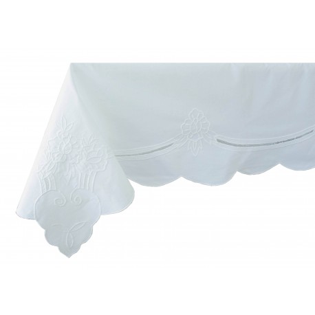 Nappe blanche 140 x 220 cm en coton de la collection Louise