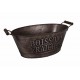 Bassine couleur zinc "boissons fraîches" à poignées en bois