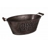 Bassine couleur zinc "boissons fraîches" à poignées en bois