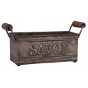 Porte savon en zinc avec poignées en bois