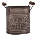 Pot "liquide vaisselle" en zinc avec poignées en bois