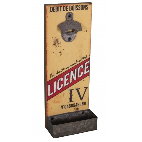 "License IV" bottle opener to hang with receptacle by Antic Line