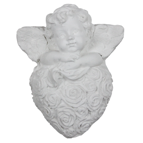 Angel on floral heart to flavor raw white